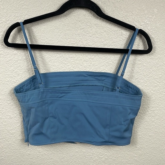 New ACOA Party Starter Crop Top Blue Square Neck Sz M - Picture 5 of 11